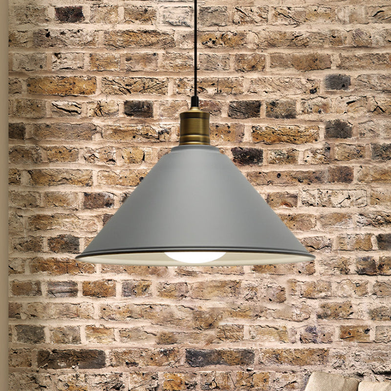 Modernist Conical Metal Ceiling Pendant Light - Orange/Yellow, 12"/14" Width