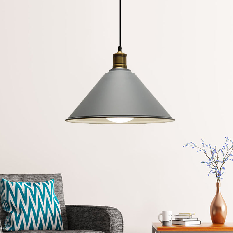 Modernist Conical Metal Ceiling Pendant Light - Orange/Yellow, 12"/14" Width