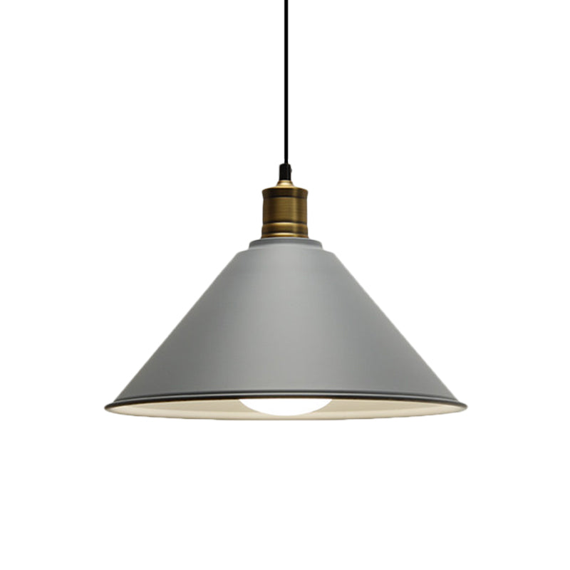 Modernist Conical Metal Ceiling Pendant Light - Orange/Yellow, 12"/14" Width