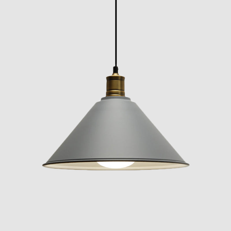 Modernist Conical Metal Ceiling Pendant Light - Orange/Yellow, 12"/14" Width