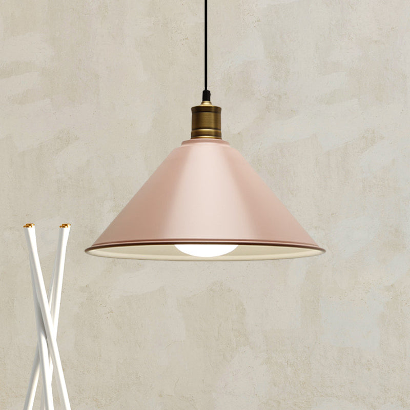 Modernist Conical Metal Ceiling Pendant Light - Orange/Yellow, 12"/14" Width