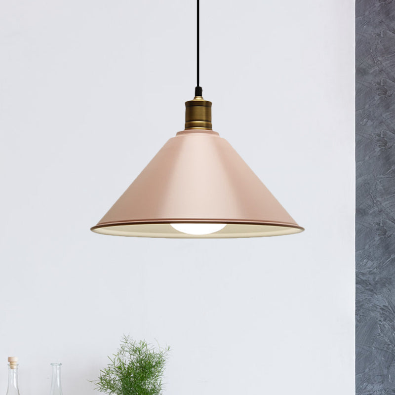 Modernist Conical Metal Ceiling Pendant Light - Orange/Yellow, 12"/14" Width