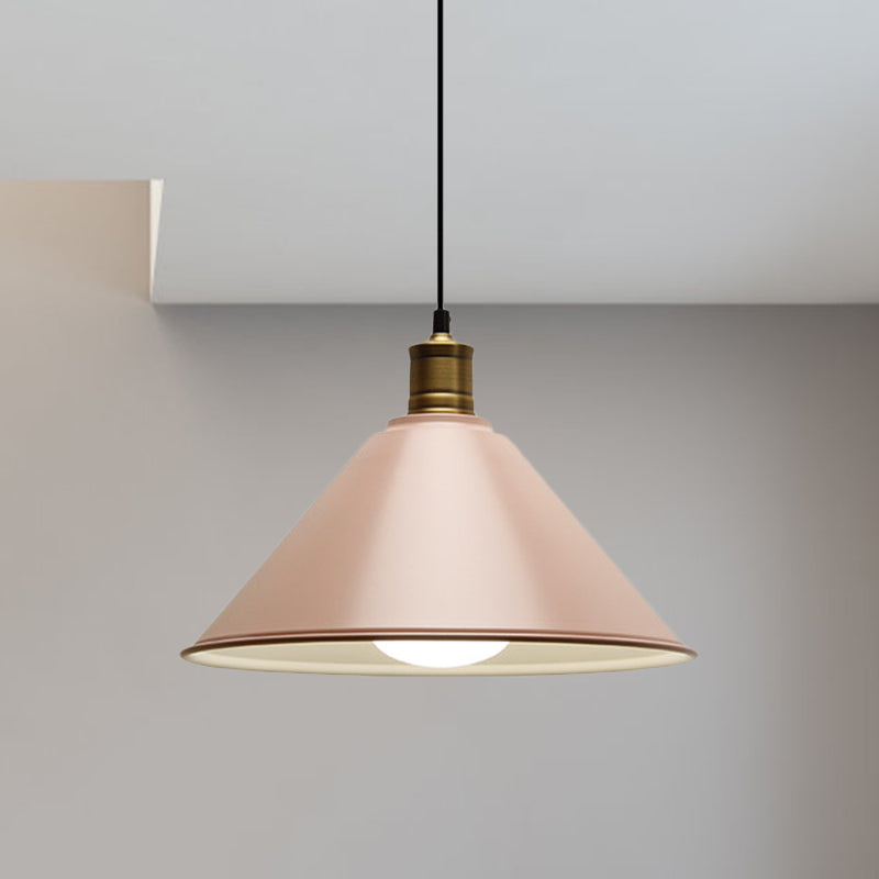 Modernist Conical Metal Ceiling Pendant Light - Orange/Yellow, 12"/14" Width