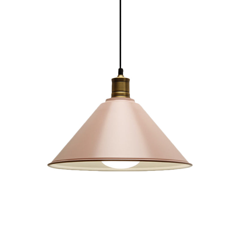 Modernist Conical Metal Ceiling Pendant Light - Orange/Yellow, 12"/14" Width