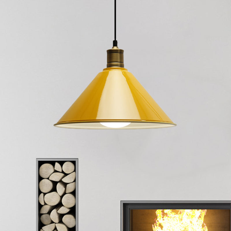 Modern Conical Metal Ceiling Pendant Light In Orange And Yellow/Yellow - 12/14 Width Orange-Yellow /