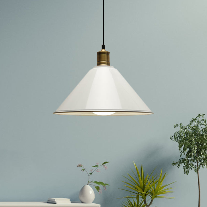 Modernist Conical Metal Ceiling Pendant Light - Orange/Yellow, 12"/14" Width