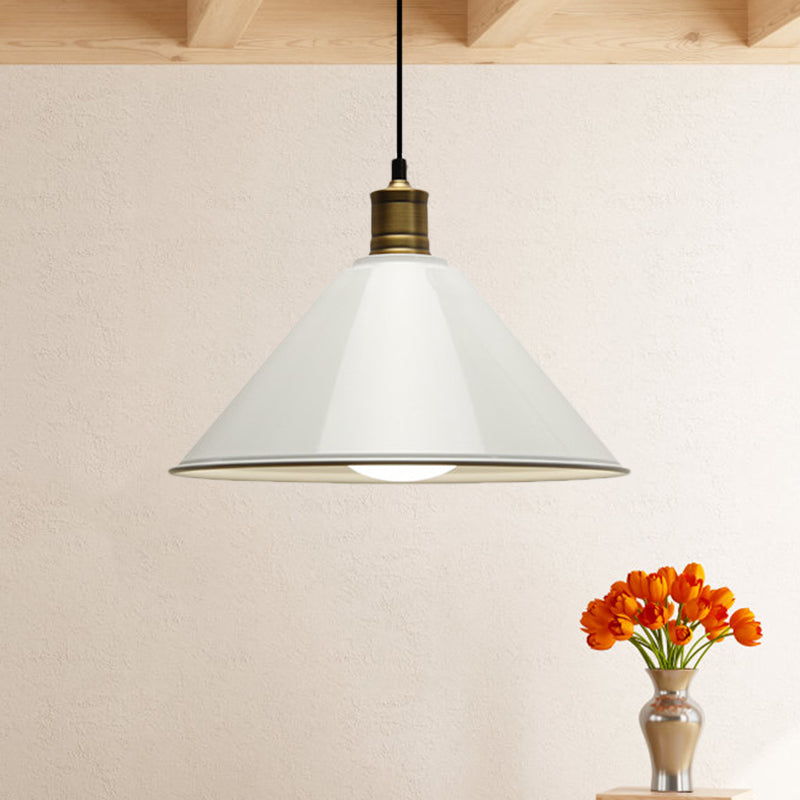 Modernist Conical Metal Ceiling Pendant Light - Orange/Yellow, 12"/14" Width