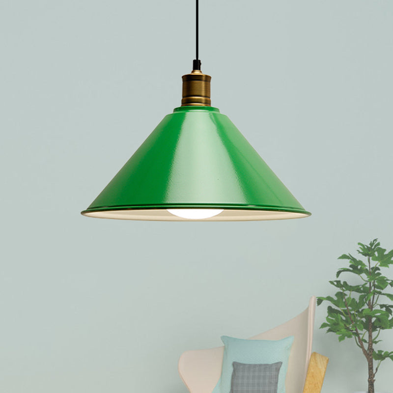 Modern Conical Metal Ceiling Pendant Light In Orange And Yellow/Yellow - 12/14 Width Green / 12