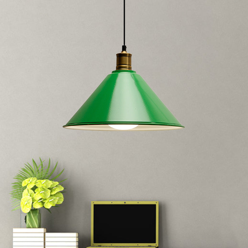 Modernist Conical Metal Ceiling Pendant Light - Orange/Yellow, 12"/14" Width