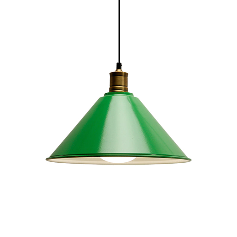 Modernist Conical Metal Ceiling Pendant Light - Orange/Yellow, 12"/14" Width