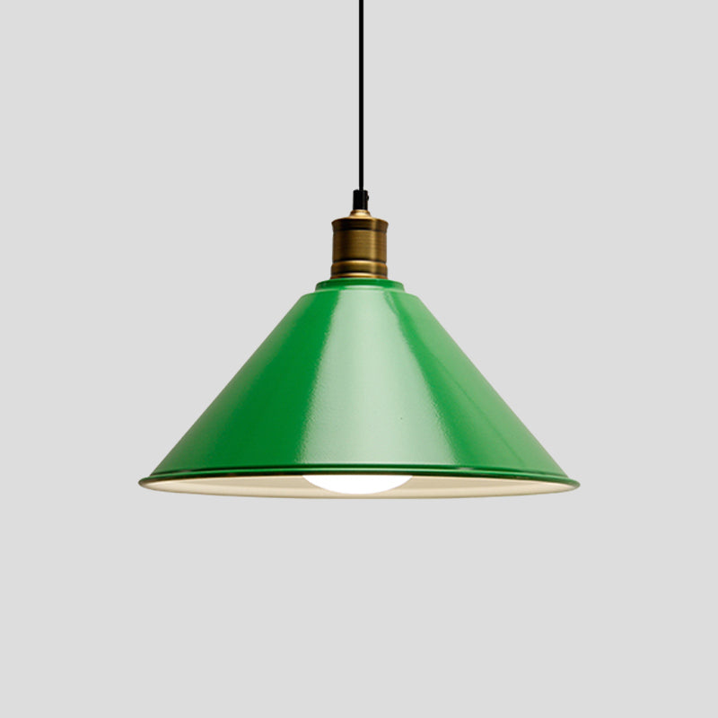 Modernist Conical Metal Ceiling Pendant Light - Orange/Yellow, 12"/14" Width
