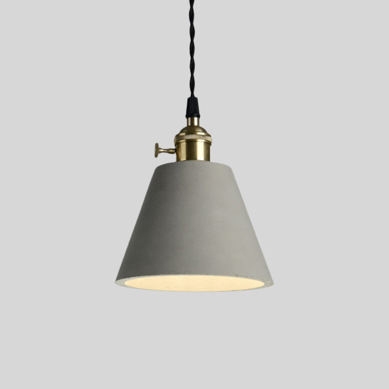 Industrial Gray Cement and Metal Pendant Lighting Fixture - 1 Light Cone/Round Design - Ideal for Table Hanging
