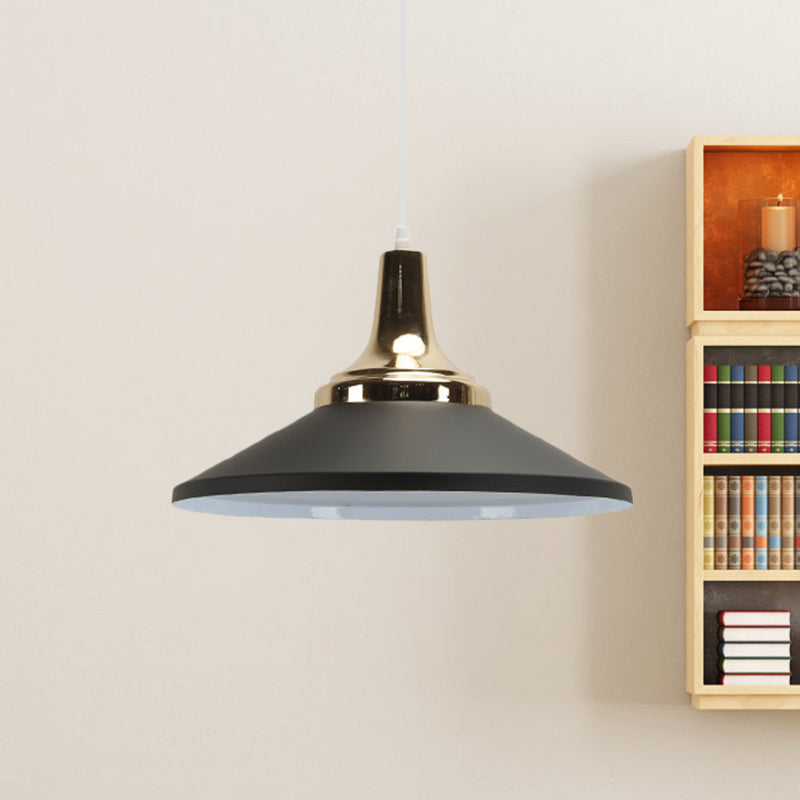 Retro Style Blue/Green Pendant Light with Metallic Cone Shade for Bedside