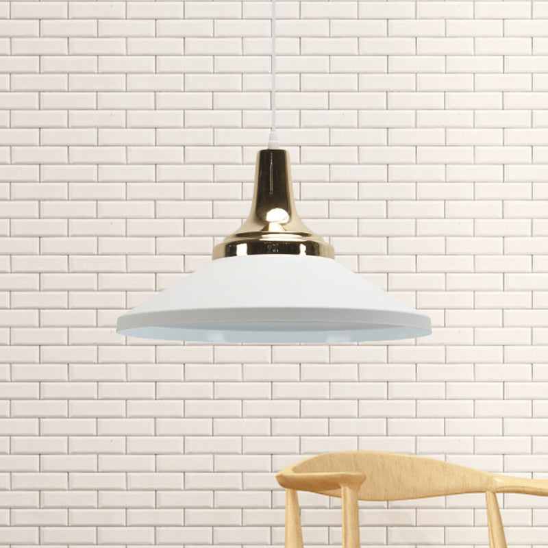 Retro Style Blue/Green Pendant Light with Metallic Cone Shade for Bedside