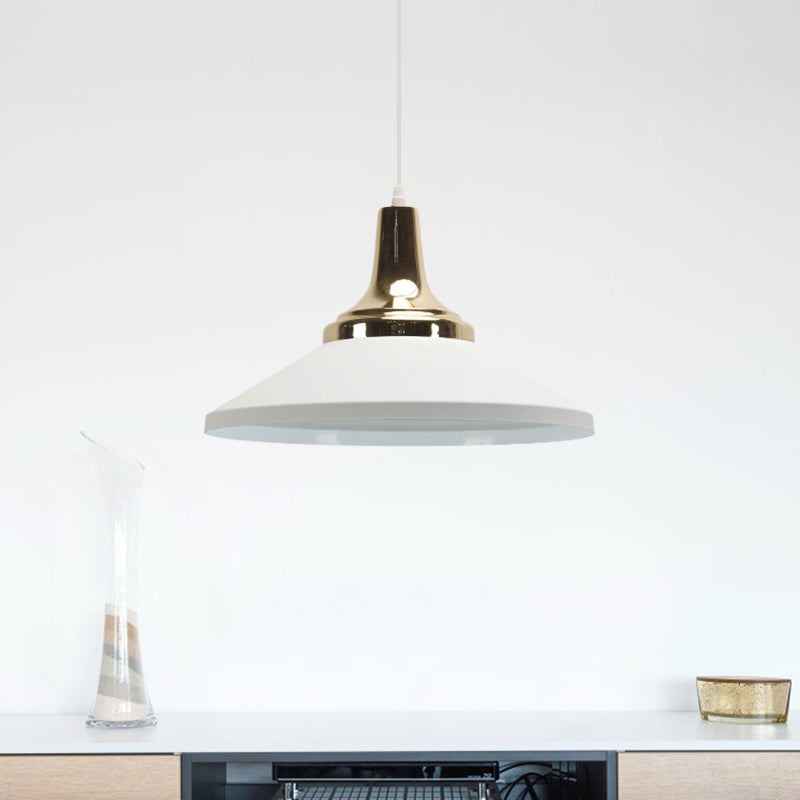 Retro Style Blue/Green Pendant Light with Metallic Cone Shade for Bedside