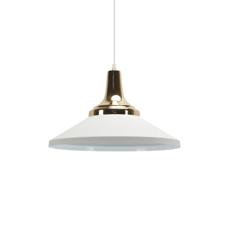 Retro Style Blue/Green Pendant Light with Metallic Cone Shade for Bedside