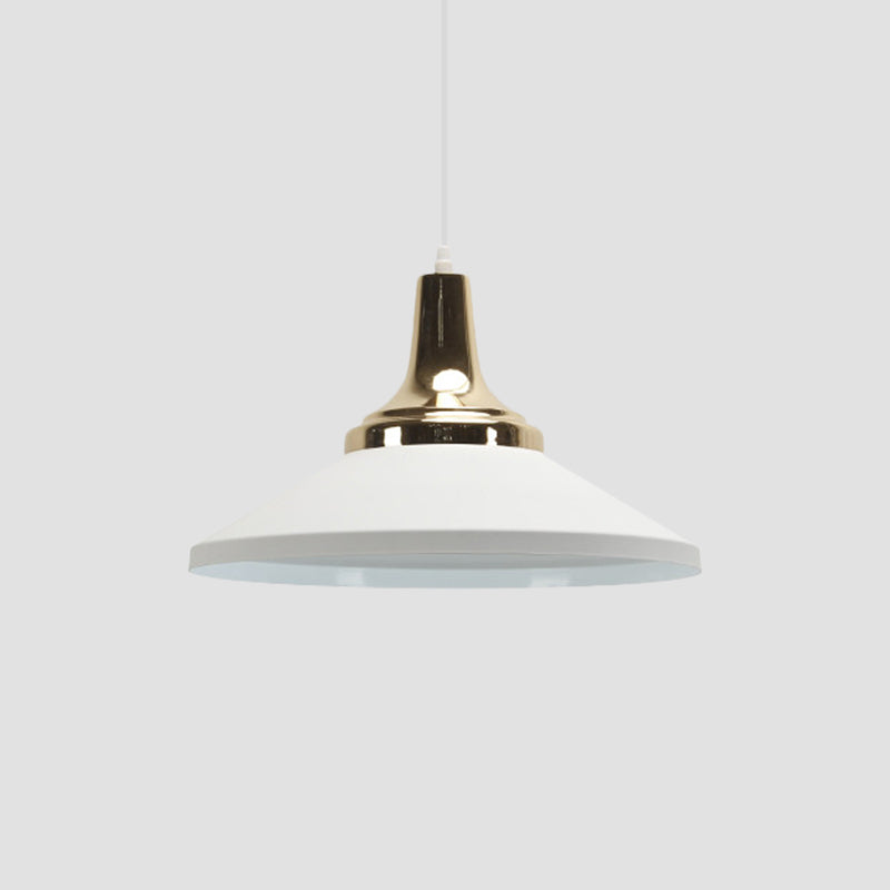 Retro Style Blue/Green Pendant Light with Metallic Cone Shade for Bedside