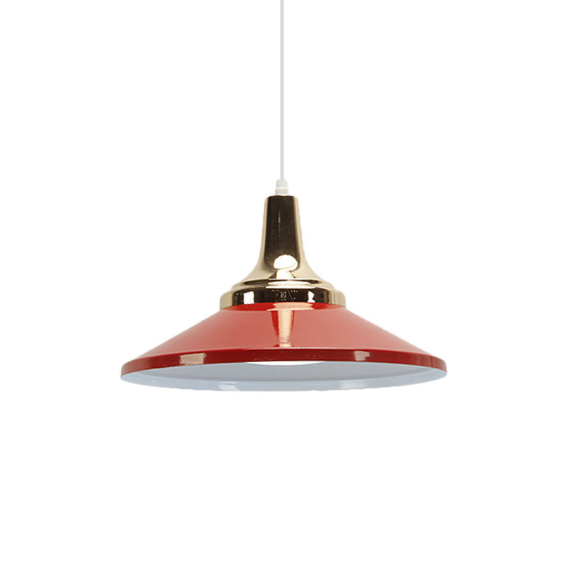 Retro Style 1-Head Pendant Light Fixture: Blue/Green Metallic Cone Shade Hanging Lamp For Bedside