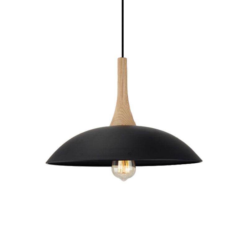 Suspension de plafond moderniste en bois et métal - Noir/blanc, 12,5"/16" L, 1 tête pour table