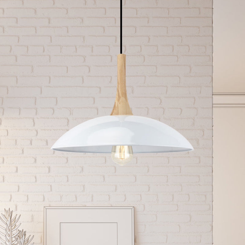 Suspension de plafond moderniste en bois et métal - Noir/blanc, 12,5"/16" L, 1 tête pour table