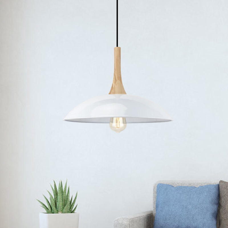 Suspension de plafond moderniste en bois et métal - Noir/blanc, 12,5"/16" L, 1 tête pour table