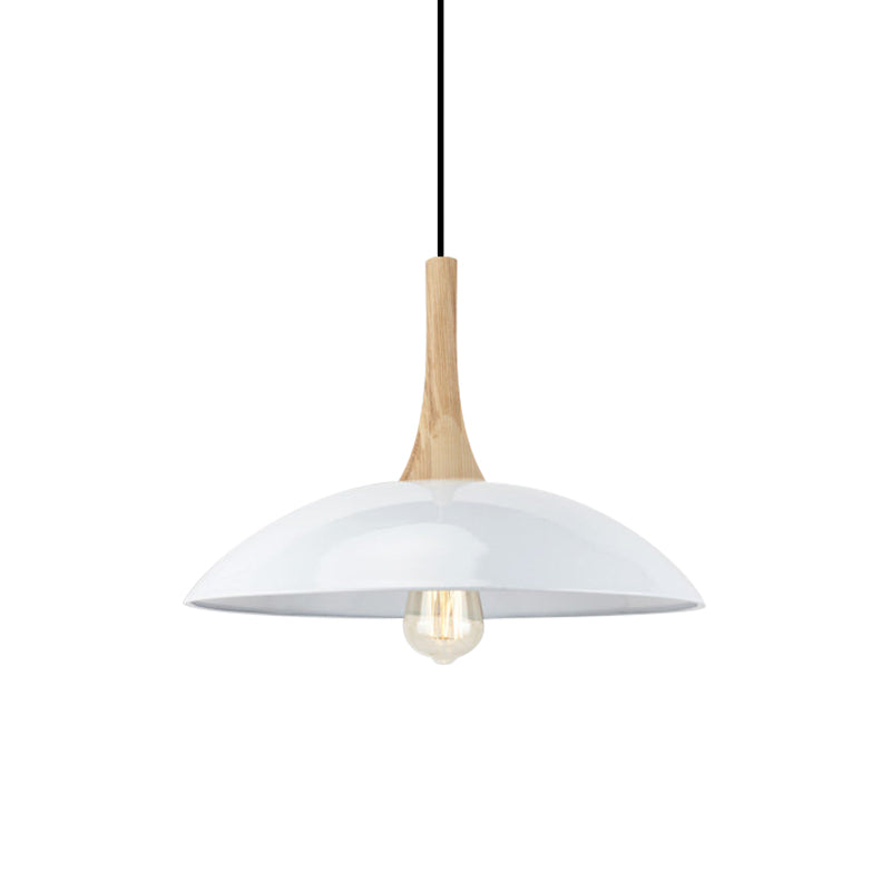 Suspension de plafond moderniste en bois et métal - Noir/blanc, 12,5"/16" L, 1 tête pour table