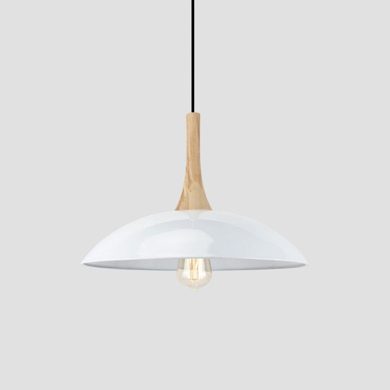 Suspension de plafond moderniste en bois et métal - Noir/blanc, 12,5"/16" L, 1 tête pour table
