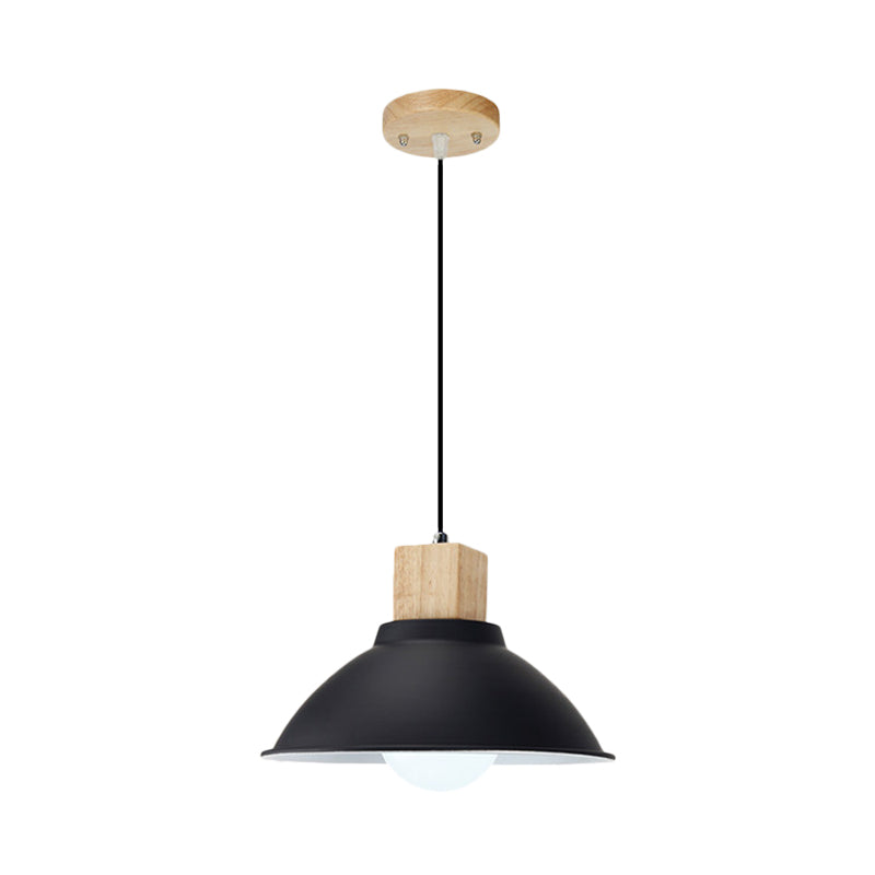 Plafonnier suspendu contemporain en métal et bois noir