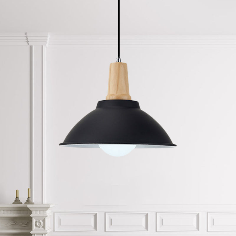 Plafonnier suspendu contemporain en métal et bois noir