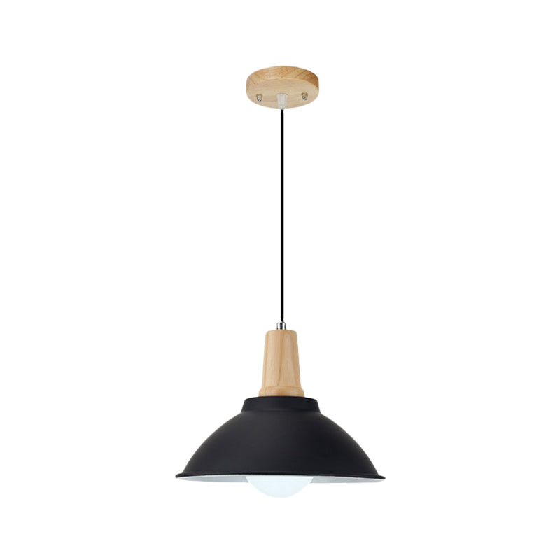 Plafonnier suspendu contemporain en métal et bois noir