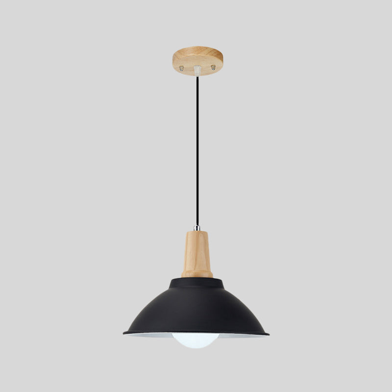 Plafonnier suspendu contemporain en métal et bois noir