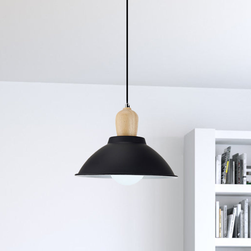 Plafonnier suspendu contemporain en métal et bois noir