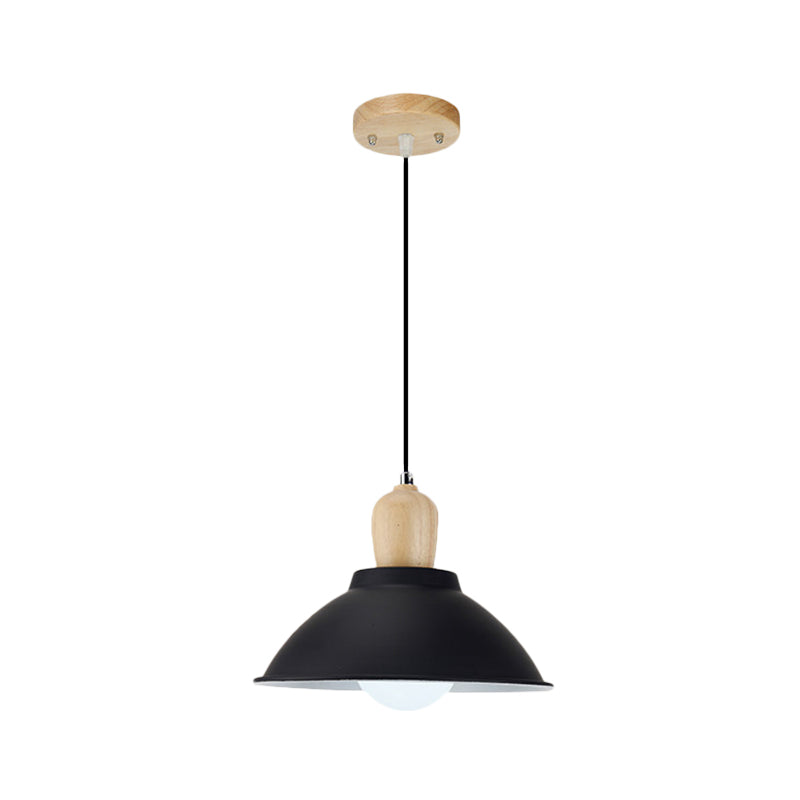 Plafonnier suspendu contemporain en métal et bois noir