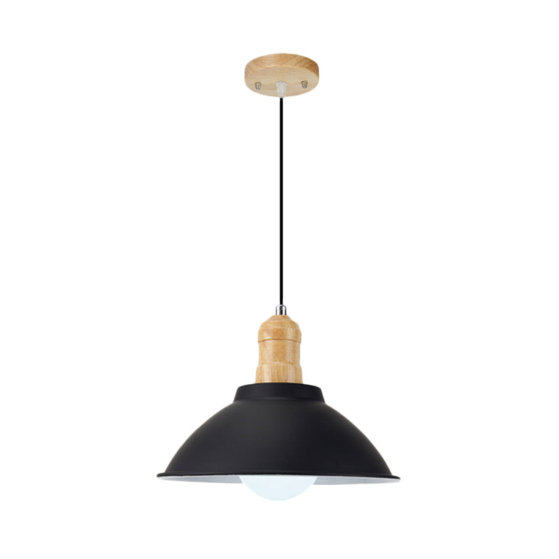 Plafonnier suspendu contemporain en métal et bois noir