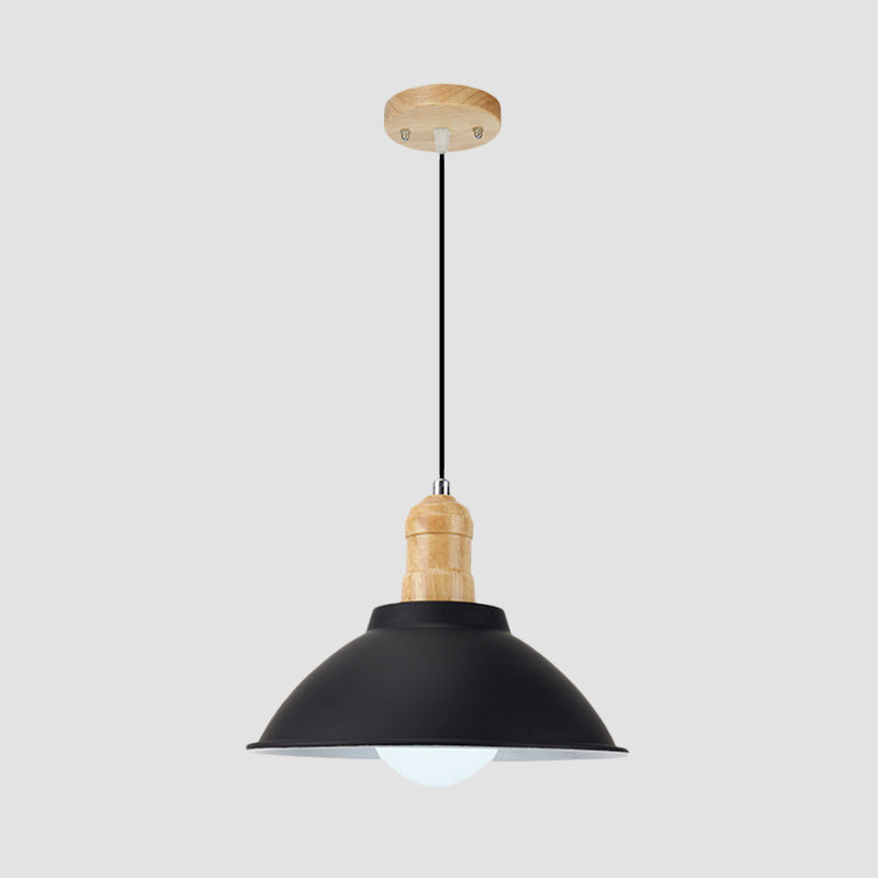 Plafonnier suspendu contemporain en métal et bois noir