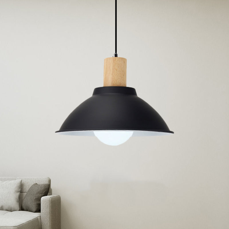 Plafonnier suspendu contemporain en métal et bois noir