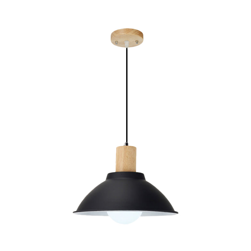 Plafonnier suspendu contemporain en métal et bois noir