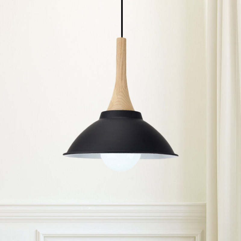 Plafonnier suspendu contemporain en métal et bois noir