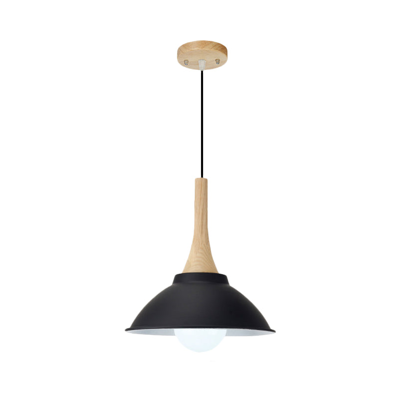 Plafonnier suspendu contemporain en métal et bois noir