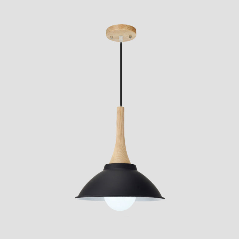 Plafonnier suspendu contemporain en métal et bois noir