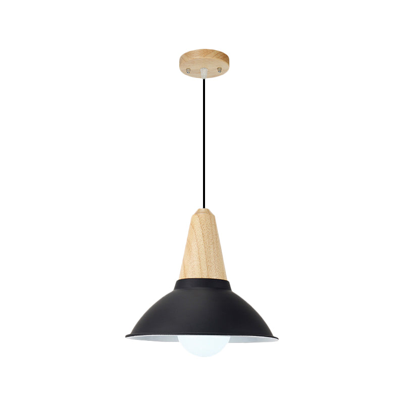 Plafonnier suspendu contemporain en métal et bois noir