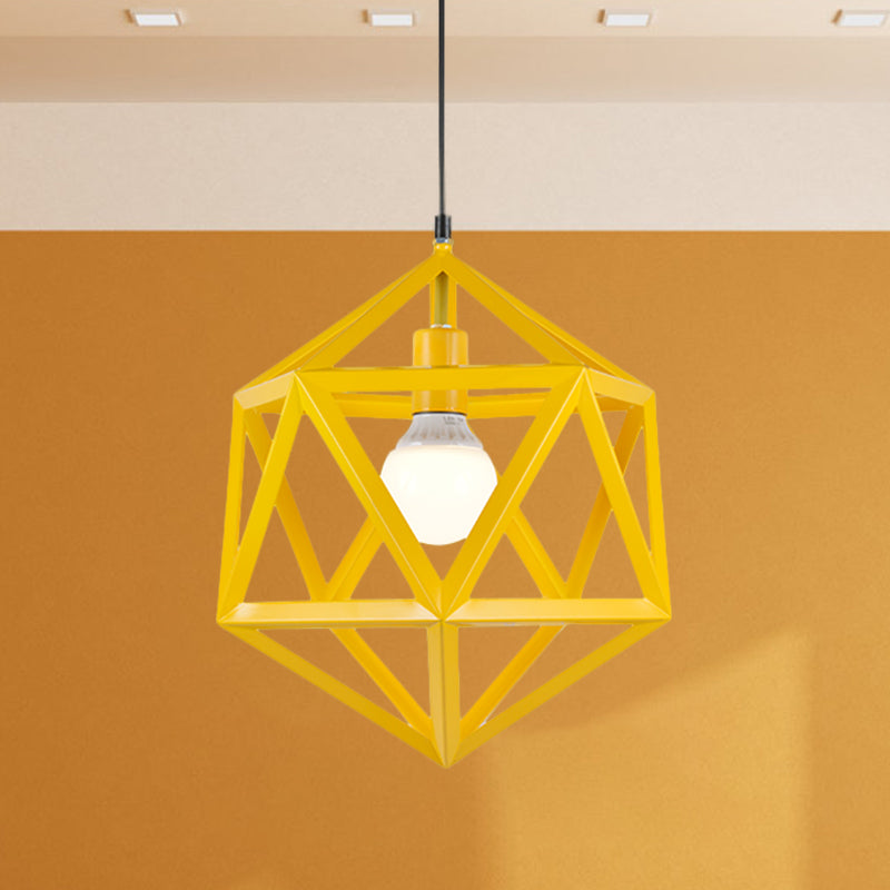 Industrial Geometric Metal Pendant Light - Blue/White/Yellow