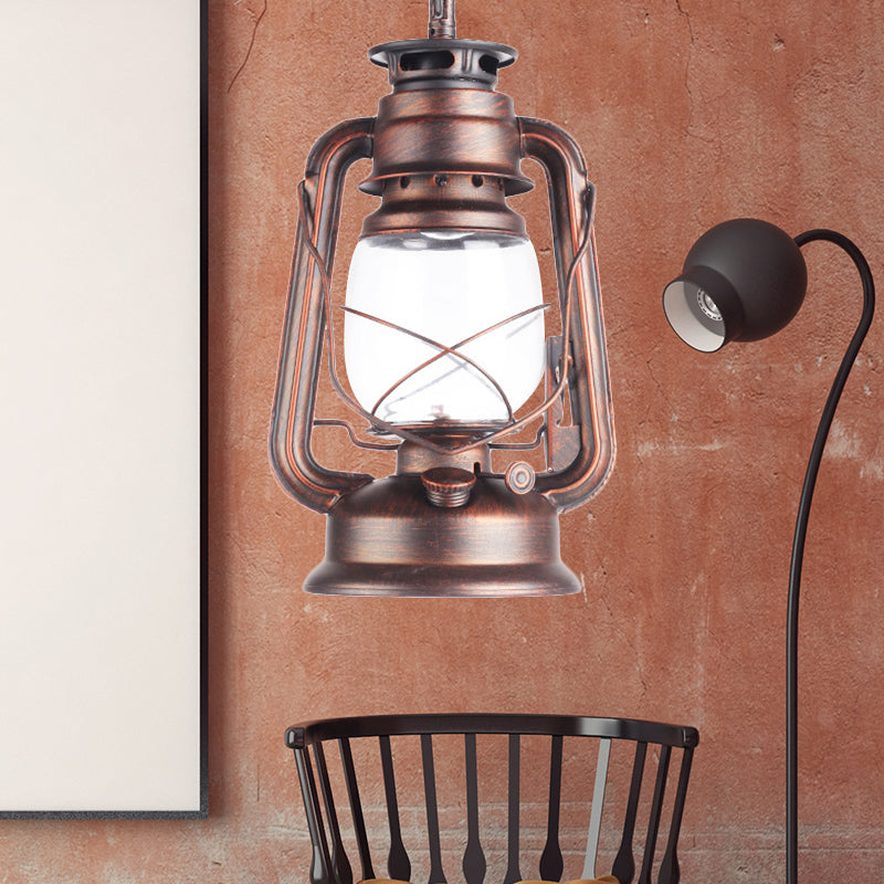 Industrial Clear Glass Pendant Ceiling Light for Coffee Shop - Black/Bronze/Antique Brass Finish