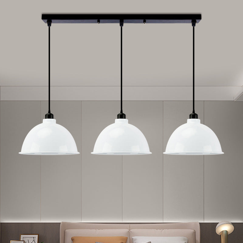 Retro Metal Dome Pendant Light with 3 Lights for Stylish Kitchen Décor - Black/White