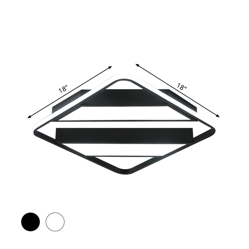 Modern Symmetrical Trapezoid Shade Flush Light Fixture - Black/White Integrated Led Ceiling Mount
