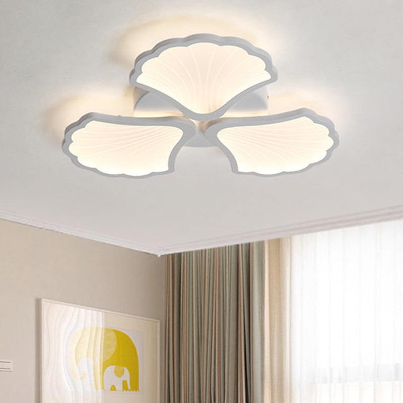 Plafonnier LED 3/5/9 lumières avec abat-jour en acrylique en forme de feuille de ginkgo - Luminaire blanc à lumière chaude/blanche/naturelle - pour salon
