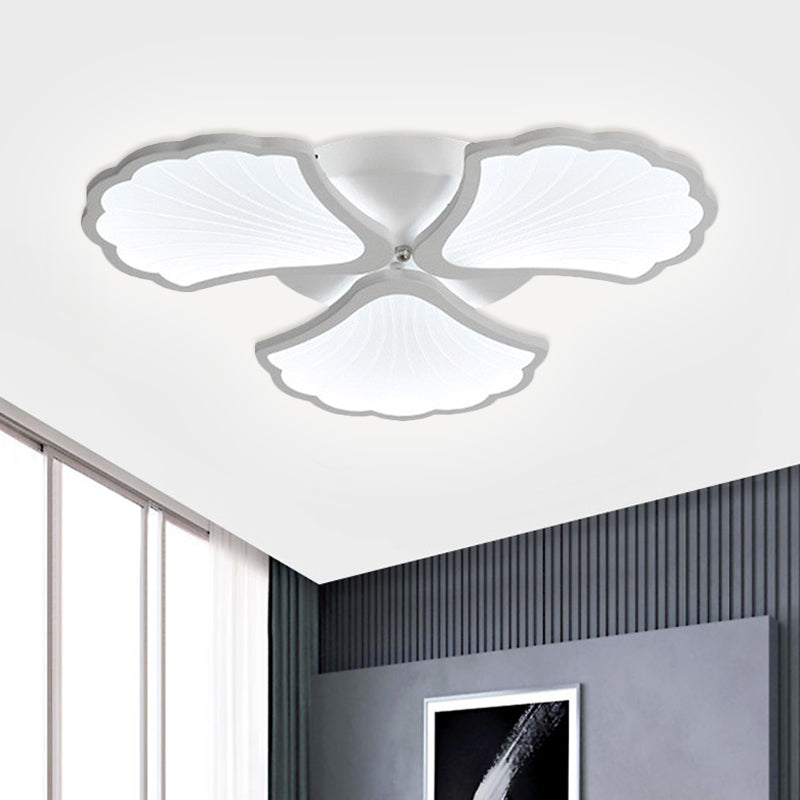 Plafonnier LED 3/5/9 lumières avec abat-jour en acrylique en forme de feuille de ginkgo - Luminaire blanc à lumière chaude/blanche/naturelle - pour salon