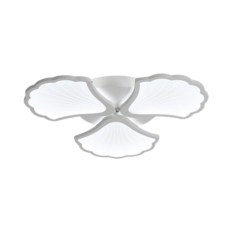 Plafonnier LED 3/5/9 lumières avec abat-jour en acrylique en forme de feuille de ginkgo - Luminaire blanc à lumière chaude/blanche/naturelle - pour salon