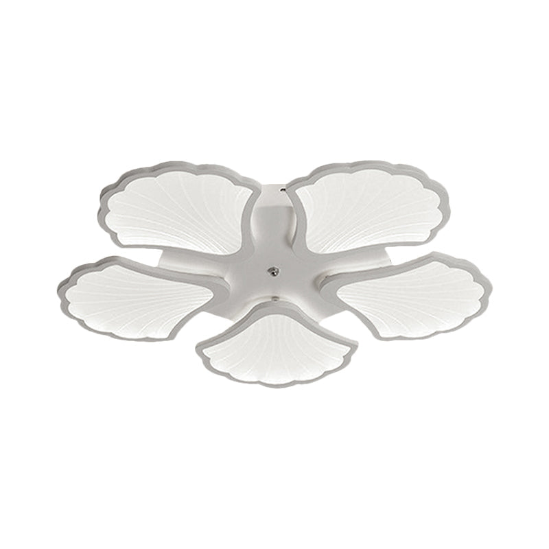 Plafonnier LED 3/5/9 lumières avec abat-jour en acrylique en forme de feuille de ginkgo - Luminaire blanc à lumière chaude/blanche/naturelle - pour salon