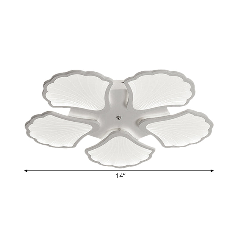 Plafonnier LED 3/5/9 lumières avec abat-jour en acrylique en forme de feuille de ginkgo - Luminaire blanc à lumière chaude/blanche/naturelle - pour salon
